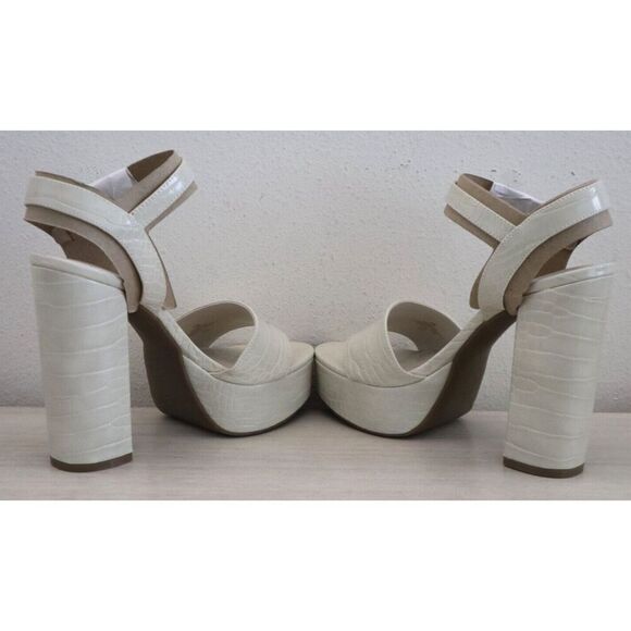GUESS Women's Sz 10M Ivory Gabeli Croc-Embossed Platform 5" Heeled Sandals - Picture 10 of 13